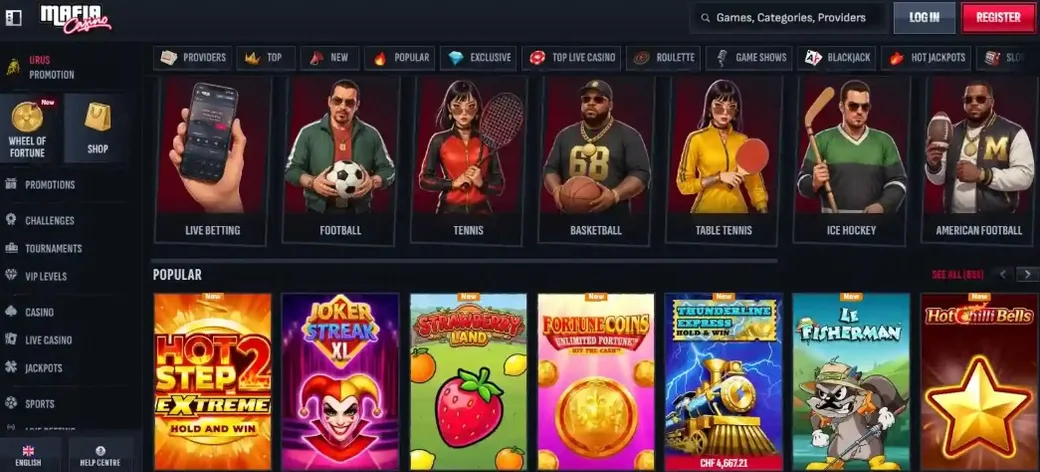 Mafia Casino 350% 1800 Freispiele